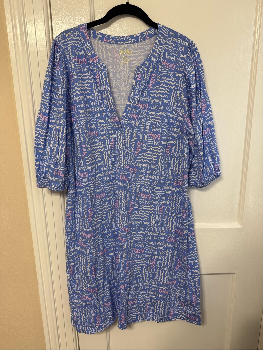 Blue Graphic Print V-Neck Colson Dress